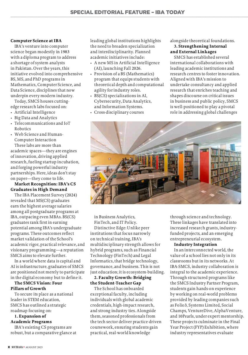 ibakhiofficial's tweet image. Dr. Shakeel A. Khoja writes on how IBA&apos;s new SMCS is set to transform Pakistan into a tech leader. 

Read the full article: southasia.com.pk/2025/08/01/a-n…

#IBAKarachi #IBA #SMCS #STEM #Pakistan #HigherEducation #TechLeadership #Innovation #AcademicExcellence