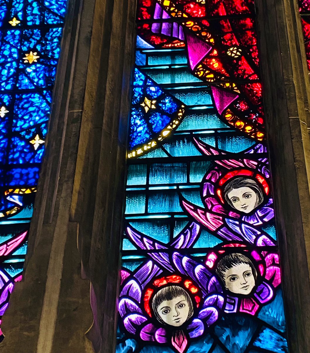 Today’s #AugustAngels are by Harry Clarke Studios, and form part of the beautiful West Window depicting the Coronation of the Blessed Virgin.