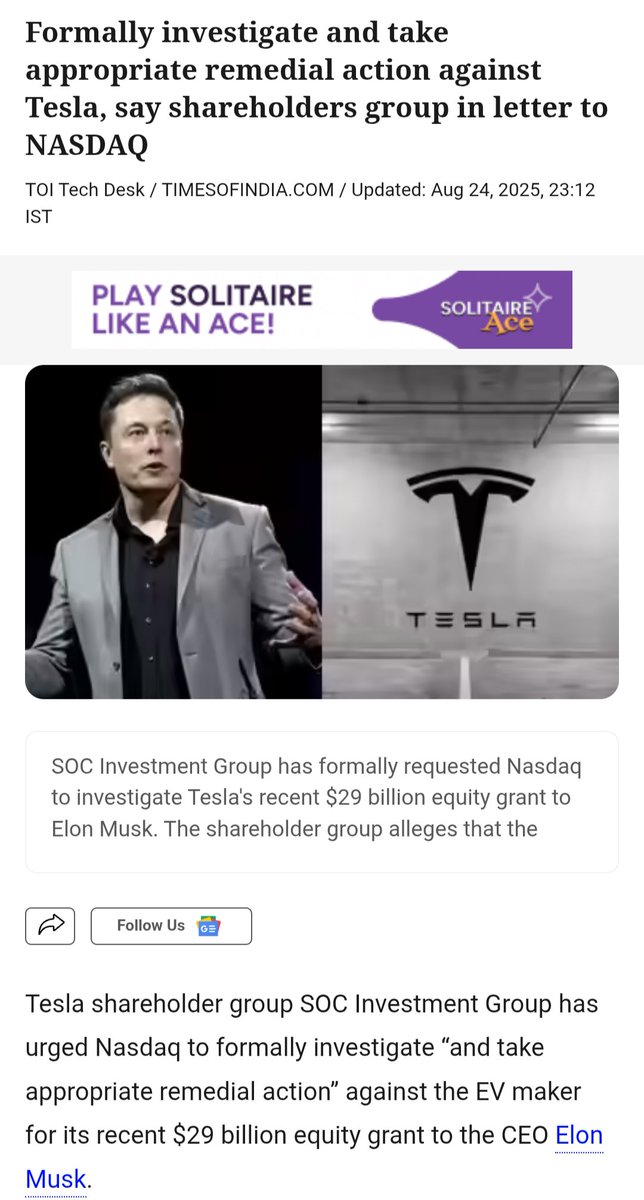 E improvvisamente... gli shareholder Tesla hanno scoperto che Elon Musk è un avido arraffone.

Quanto sono perspicaci, chi l'avrebbe mai potuto immaginare!