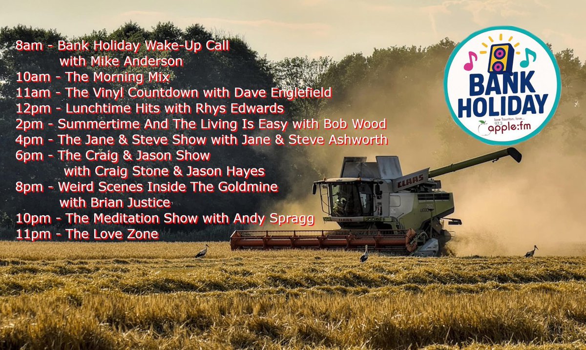 AppleFMTaunton's tweet image. We're here all day to provide the soundtrack to your Bank Holiday Monday
#bankholidayweekend #bankholiday #radio #music #entertainment