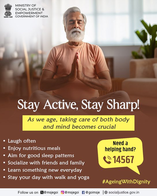 Healthy habits today, graceful ageing tomorrow. 🧘‍♀️🍎

Stay active, eat mindfully &amp; nurture inner peace.

#HealthyLife