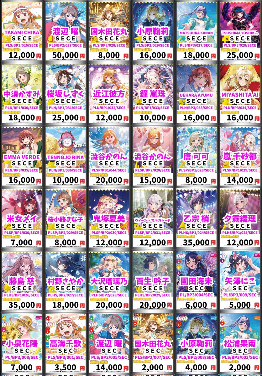 ラブカ高額帯買取表！