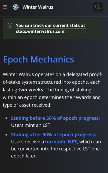 phamlanthanh's tweet photo. #Guide2E #Walrus #SUI #WalrusPool2
Em bổ sung thông tin về Stake $WAL lấy LST WAL trên Winter Walrus: https://t.co/i07o08MWjC
Tất cả đều dựa theo thông tin Epoch trên: https://t.co/kxw1gBIBFc. Mỗi Epoch có 14 ngày, chia làm 2 chu kỳ: Phase 1 (7 ngày đầu) và Phase 2 (7 ngày sau).
1. Khi ACE stake $WAL ở Phase 1 của Epoch, được nhận $LSTWAL. Số $LSTWAL này sẽ active ở Epoch tiếp theo.
Ví dụ: ACE stake $WAL lấy LSTWAL (chẳng hạn: $breadWAL) ở Phase 1 của Epoch 12. ACE nhận được $breadWAL về ví. Số $breadWAL này sẽ được Active ở Epoch 13.
2. Khi ACE stake $WAL lấy LST ở Phase 2 của Epoch (E), được nhận LSTWAL-NFT.
LSTWAL-NFT này sẽ được burn ở Epoch tiếp theo (E+1) để nhận về $LSTWAL.
Số $LSTWAL này sẽ được active ở Epoch E+2.
Ví dụ:
ACE stake $WAL ở phase 2 của Epoch 12. ACE nhận được breadWALNFT.
Qua Epoch 13, ACE phải burn (Get LST) breadWALNFT để nhận $breadWAL về ví ở https://t.co/i07o08MWjC.
Số $breadWAL này sẽ active ở Epoch 14.
ACE xem thêm theo hình đính kèm nhé .
Always love to all 😍😍😍