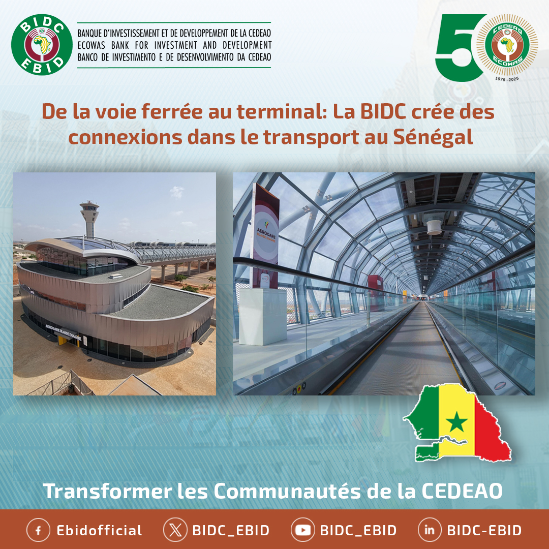 BIDC_EBID's tweet photo. La BIDC soutient le progrès du Sénégal avec un nouveau pont reliant le terminus du TER au terminal de l’AIBD. Ce projet emblématique facilite les déplacements rail-air, connecte des pôles clés et stimule la croissance. Ensemble, construisons des ponts vers une Afrique de l’Ouest plus forte et connectée.