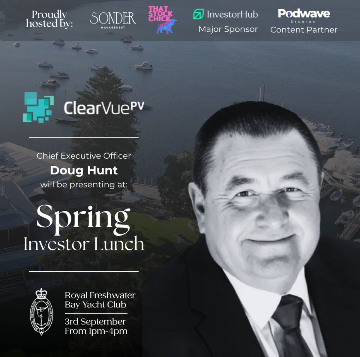 that stock chick (@ausstockchick) on Twitter photo Next week $CPV are presenting at the <a href="/Sonder_Managemt/">Sonder Management</a> and That Stock Chick Spring Investor Lunch!
<a href="/ClearVuePV/">ClearVue PV</a> recently announced a manufacturing and distribution agreement with Dubai headquartered glass technology pioneer, Emirates
Glass!!
$ASX #stocks Next week $CPV are presenting at the <a href="/Sonder_Managemt/">Sonder Management</a> and That Stock Chick Spring Investor Lunch!
<a href="/ClearVuePV/">ClearVue PV</a> recently announced a manufacturing and distribution agreement with Dubai headquartered glass technology pioneer, Emirates
Glass!!
$ASX #stocks