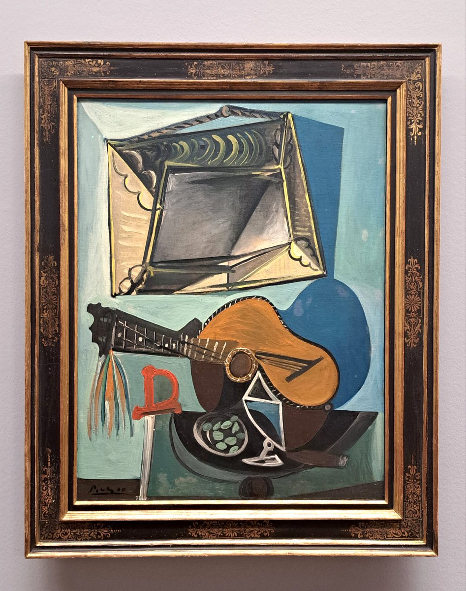Pablo Picasso (1881-1973)  - Still Life with Guitar (1942, Albertina Museum, Wien)
#art #painting #Picasso 
Pablo Picasso was the most dominant and influential artist of the 1st half of the 20th century. Associated most of all with pioneering Cubism.