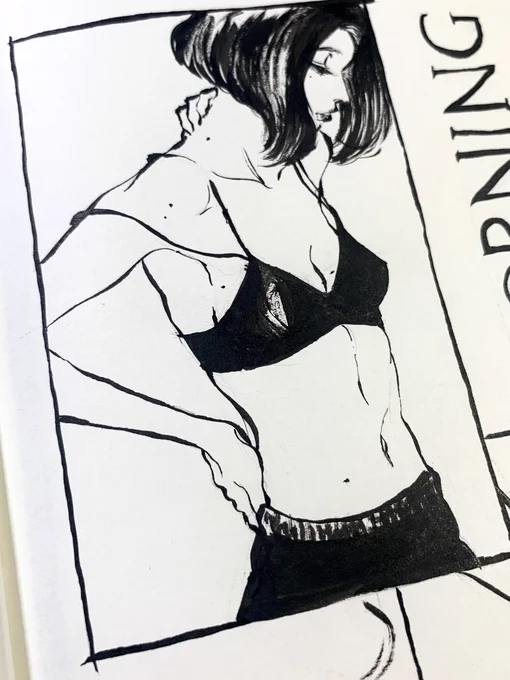 ノートのイラストには書道用の墨液、
ポートレートには水墨画用の青墨を使用して描いている 