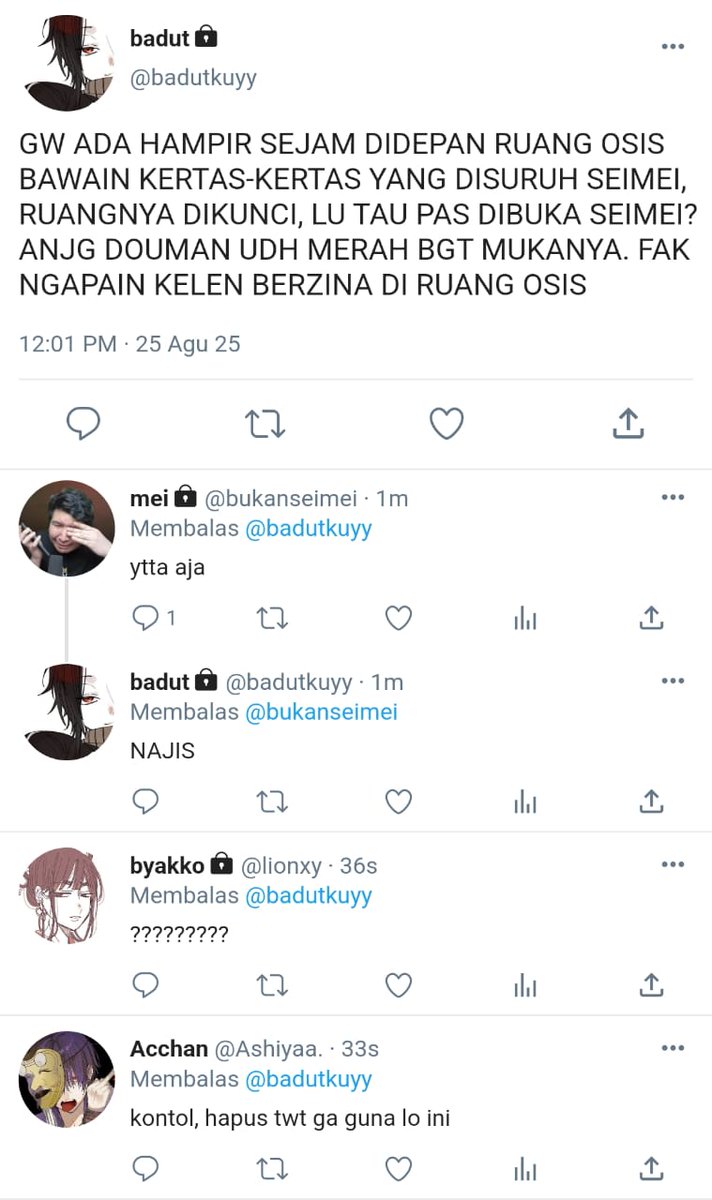 yohaji! cw // BxB, SeiDou, Seimei x Douman, ciuman

intinya mereka ciuman diruang osis, adakah yg mau ditag klo udh jadi🥺