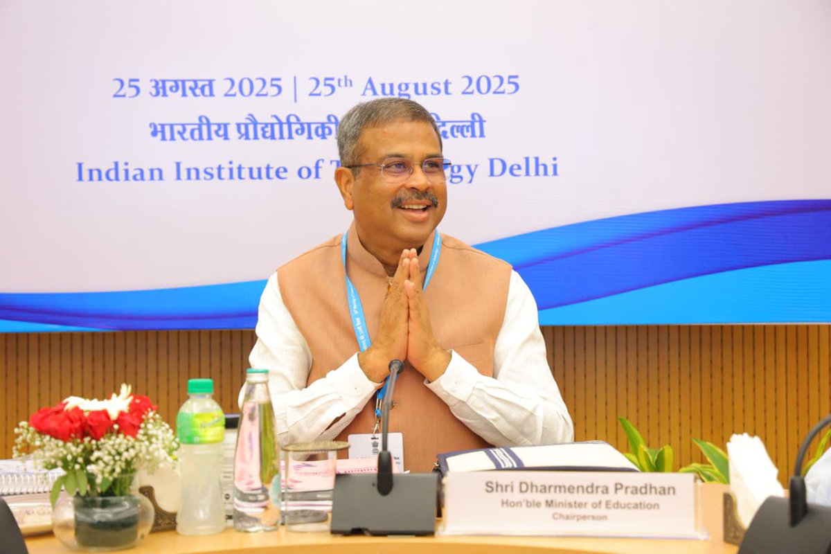 dpradhanbjp's tweet photo. Pleased to chair the 56th IIT Council Meeting to take stock of the academic progress and chart the roadmap for the next 25 years, particularly for making our IITs more inclusive, research-driven, aligned to the needs of the 21st century and how these prestigious institutions will lead India’s scientific, technological and societal progress by 2047 in sync with the strategic goals outlined by Hon’ble PM Shri @narendramodi ji during his Independence Day address. 

Our IITs are the crowning jewels of our higher education system. They will play a central role in realising the vision of ‘Samriddh, Viksit and Atmanirbhar Bharat’.