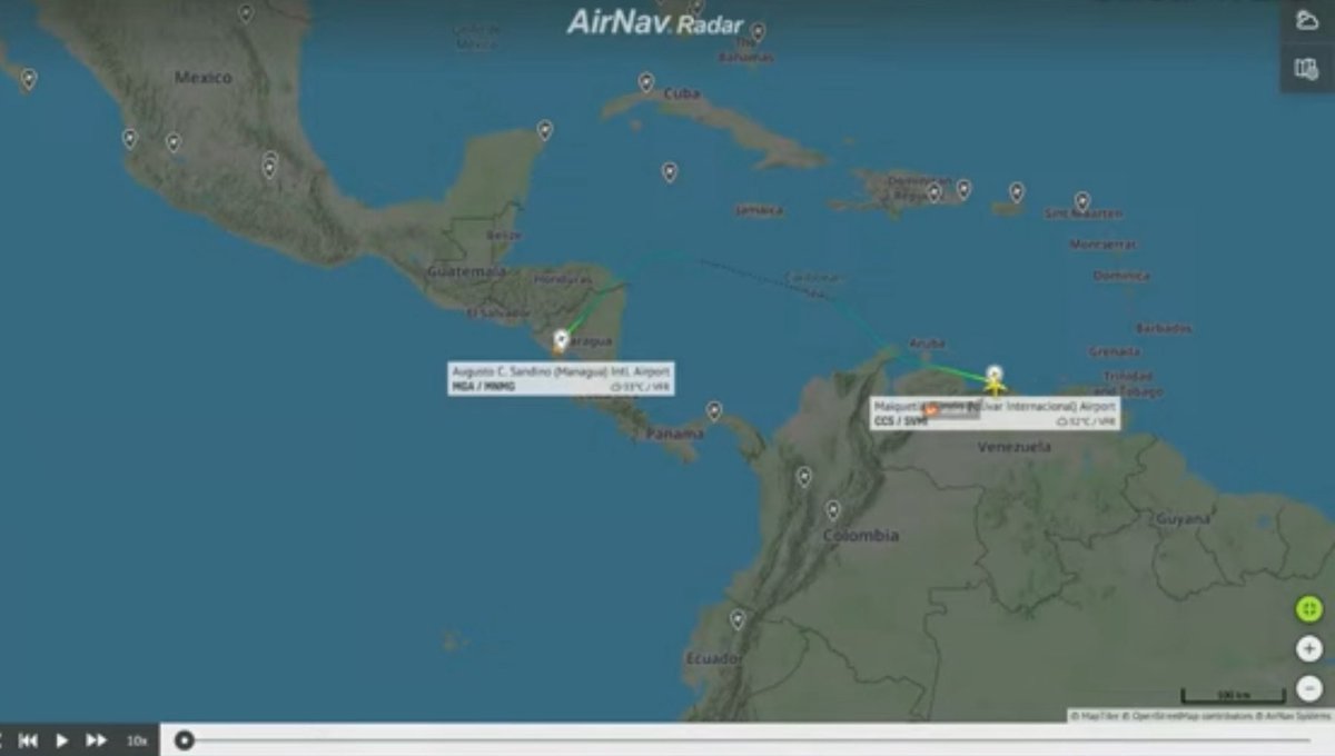 #ULTIMAHORA - Reportan vuelo y aterrizaje del Avión Presidencial de #Venezuela en #Nicaragua - Se desconoce hasta el momento quiénes iban abordo -