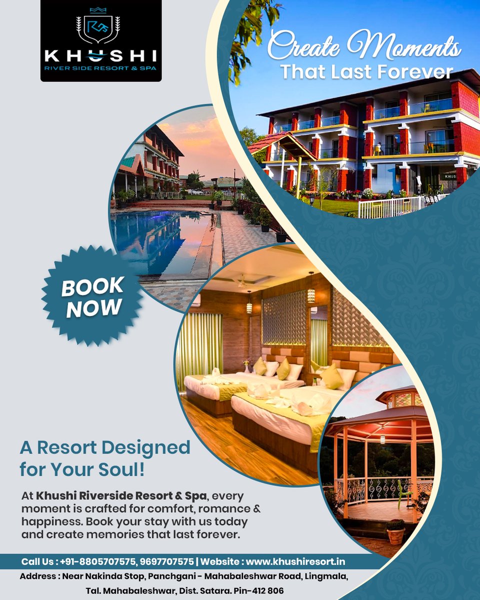khushiriverside's tweet image. 🌿✨ Create moments that last forever at Khushi Riverside Resort &amp;amp; Spa, Mahabaleshwar 🏞️💫

📞 +91-8805707575, 9697707575
🌐 khushiresort.in

#KhushiResort #MahabaleshwarResort #RiversideResort #LuxuryStay #RomanticGetaway #SpaResort #NatureRetreat #WeekendEscape