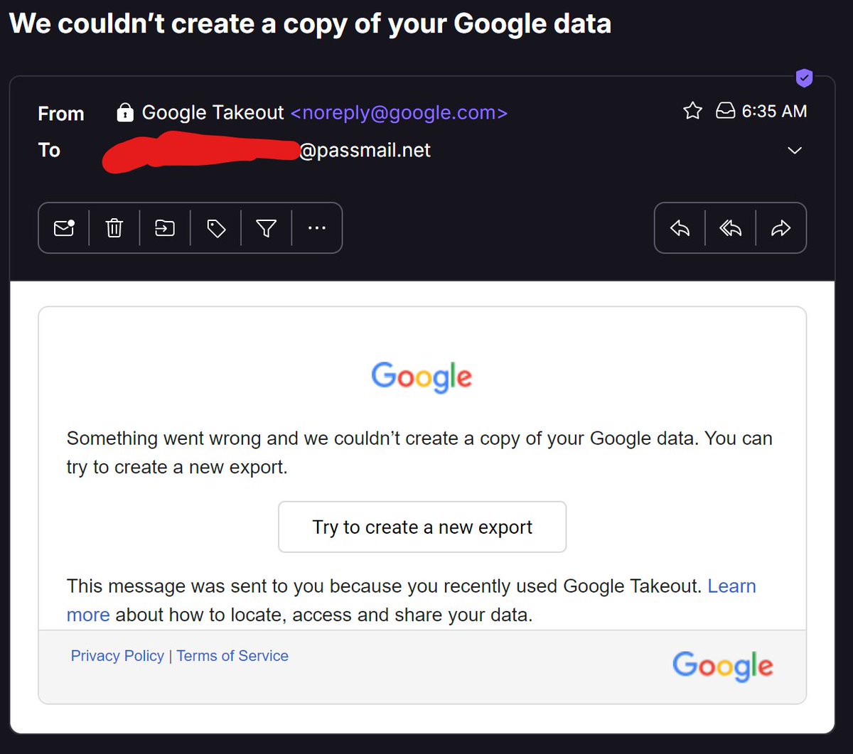 thorifyy's tweet image. Google when you try to de-google (after 10 days of waiting)
@google #degoogle #googletakeout
