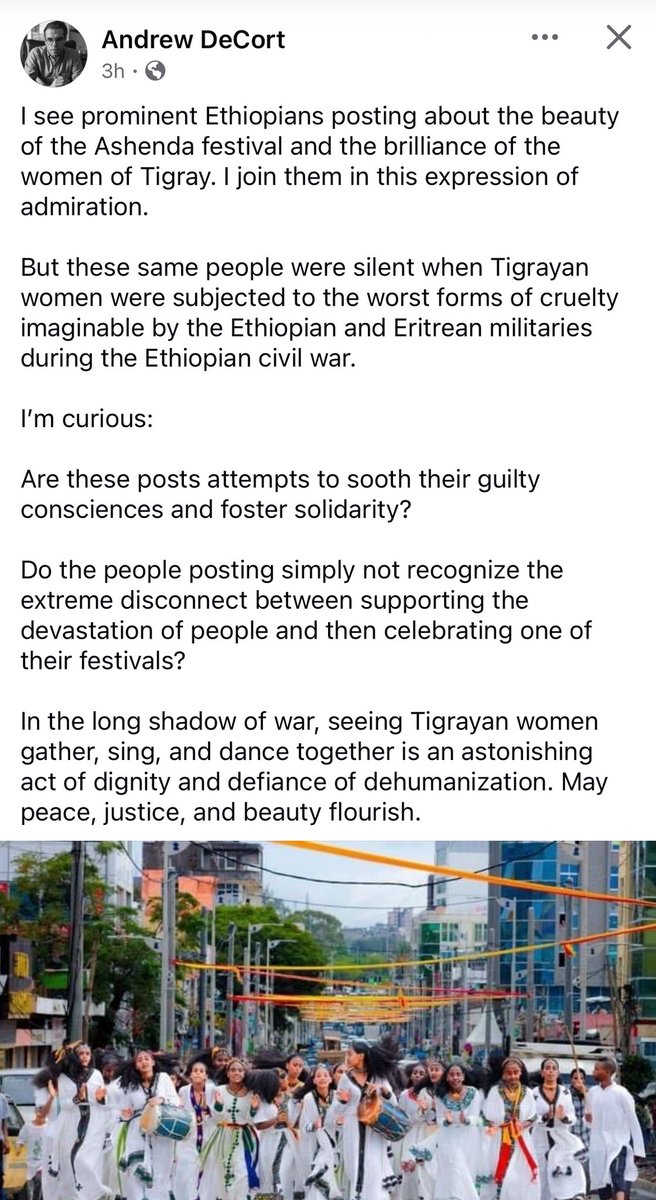 habeshaTM's tweet photo. I feel the same. I still receive daily insults and have a defamation lawsuit filed against me because I was a voice for the women of Tigray during the war. Now seeing people who were simply silent then (or endorsed it) partying for Ashenda gives me dystopian vibes… https://t.co/5WlTEAKvFL