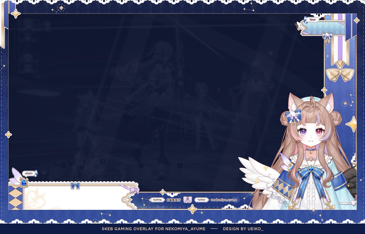 ㅡ skeb gaming overlay for <a href="/nekomiya_ayume/">貓宮步夢🐱🎮 ✧*｡</a> 🐱

i had the opportunity to design a cute overlay for ayume! thank you so much for trusting me with this project 🤍

#貓世繪 #VTuberAssets