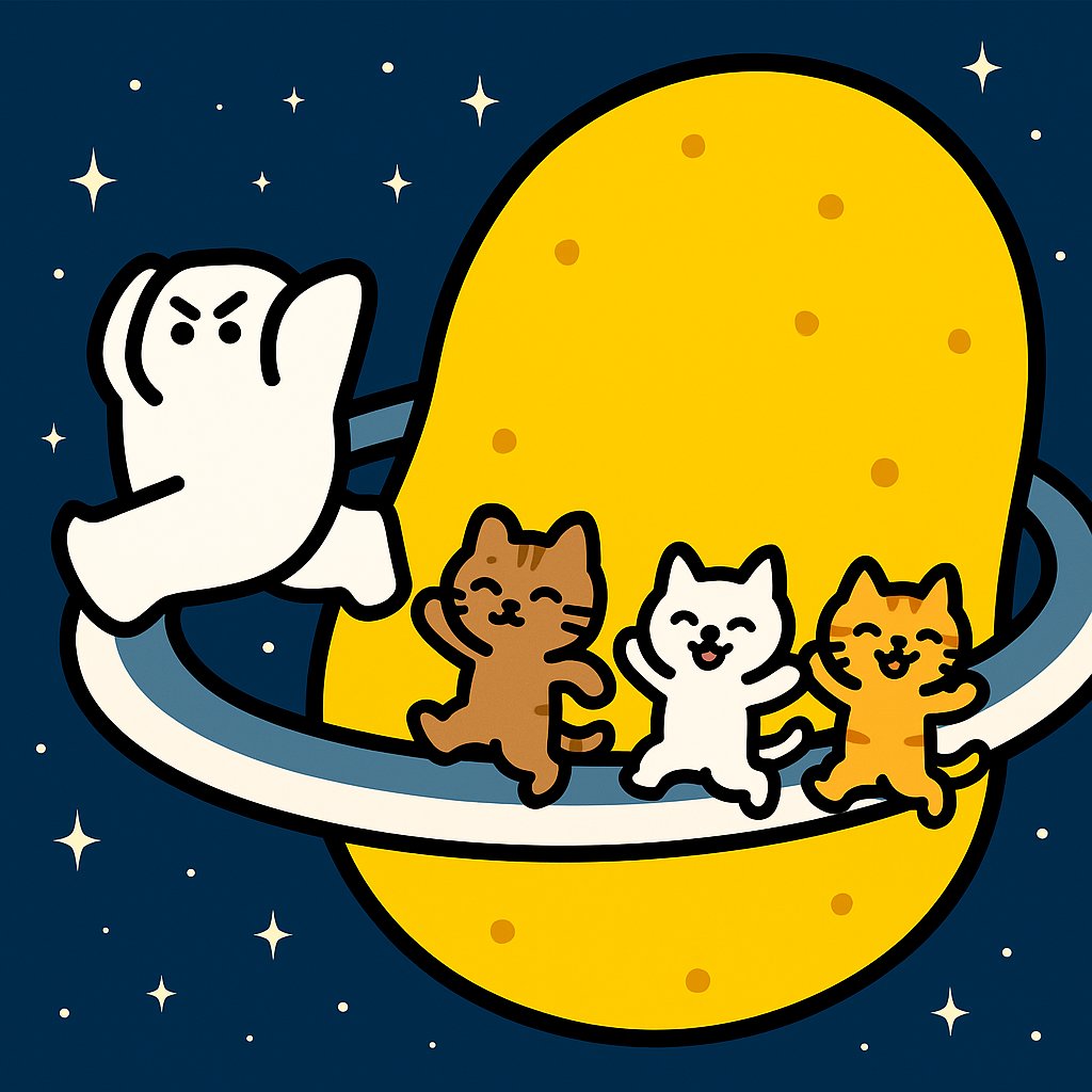 Nothing to see here, just cats vibing on Potato Planet 🐱🥔🪐
