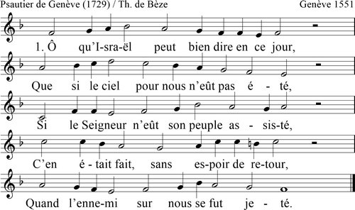 Psaume 124. Ô qu’Israël peut bien dire en ce jour (1729)

Action de grâces pour la délivrance que Dieu avait donnée à son peuple. 
psautierdegeneve.blogspot.com/2013/04/psaume…