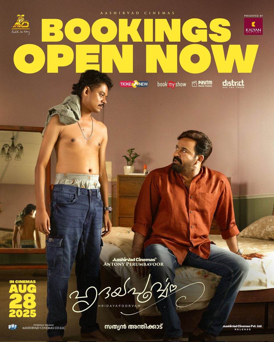 EttanumPillerumMfcᵉᵖᵐᶠᶜ (@mohanlalepmfc) on Twitter photo Bookings now open for #Hridayapoorvam
<a href="/Mohanlal/">Mohanlal</a> #Mohanlal <a href="/MalavikaM_/">Malavika Mohanan</a> <a href="/aashirvadcine/">Aashirvad Cinemas</a> Bookings now open for #Hridayapoorvam
<a href="/Mohanlal/">Mohanlal</a> #Mohanlal <a href="/MalavikaM_/">Malavika Mohanan</a> <a href="/aashirvadcine/">Aashirvad Cinemas</a>