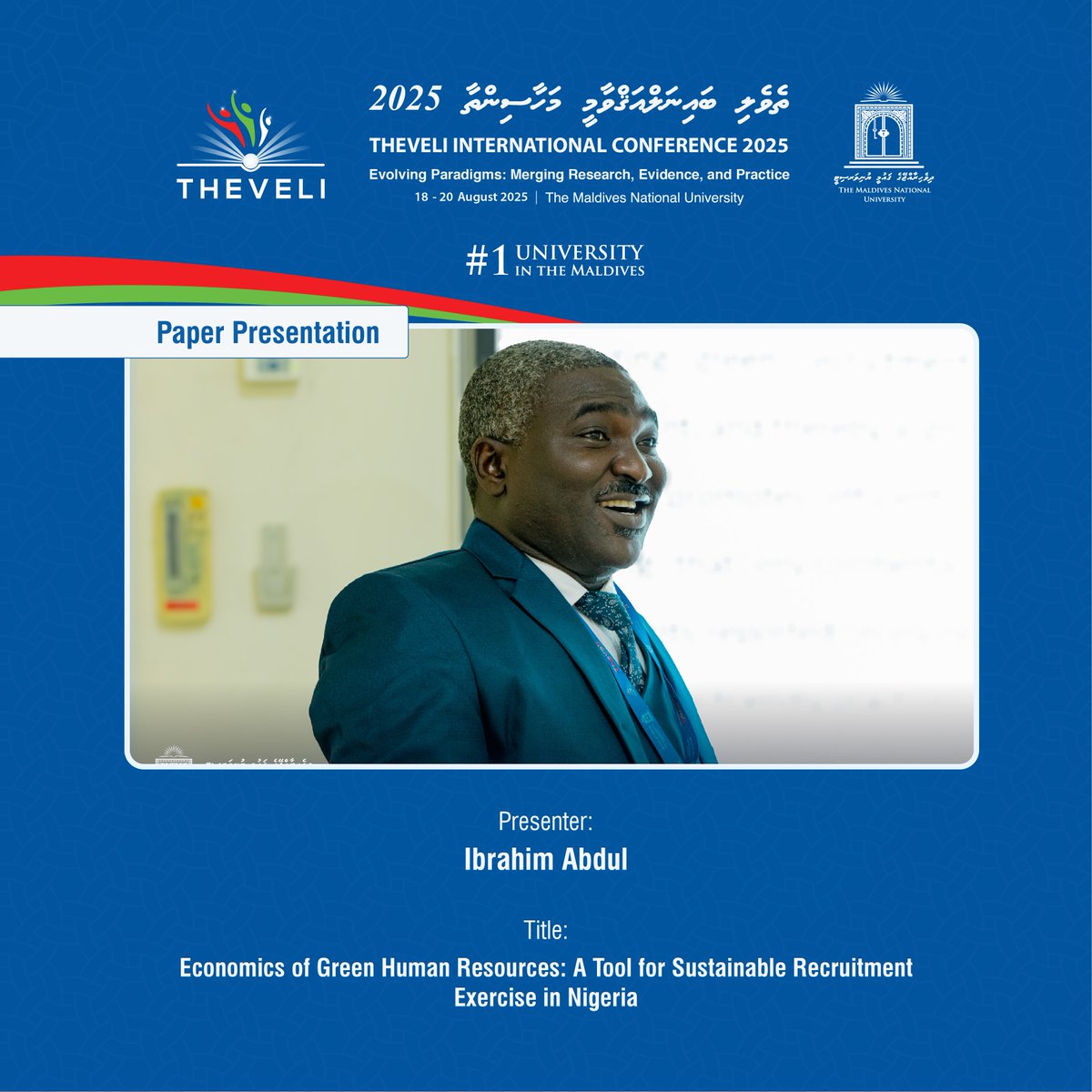 MNUedu's tweet photo. Theveli International Conference 2025 | Paper Presentation Day 2 (20th August 2025) - Afternoon Session #Theveli #MNU #NationBuildingSince1973 #1UniversityInTheMaldives https://t.co/VquGuw6awL