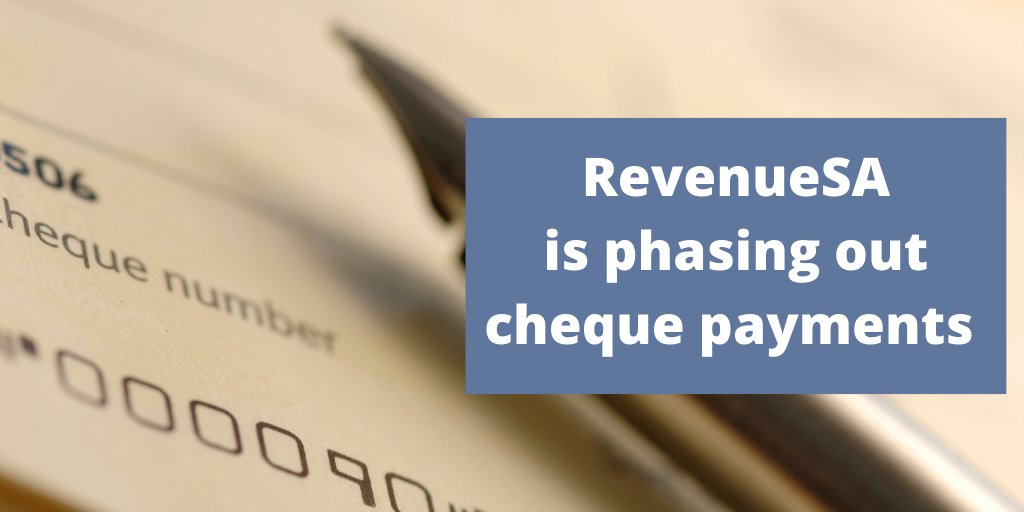 RevenueSA's tweet photo. RevenueSA is phasing out cheque payments. Switch now to faster, secure electronic options. Find out more at:

https://t.co/P4TJ84KYDp https://t.co/tYB6bxBQZi