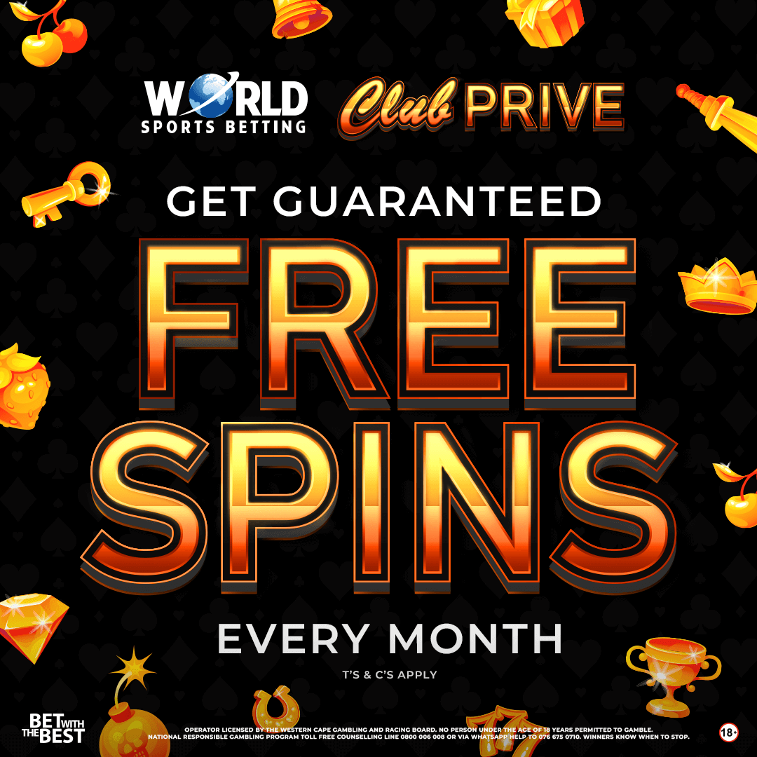 WorldSportsBet's tweet photo. 🎰 Free Spins. Every Month. On Us.
With Club Privé, your rewards never stop spinning! 💎
From Bronze to Super Black, the higher your tier, the bigger the value – up to R1,000 in Free Spins every single month!
#ClubPrive #FreeSpins #WSBRewards #BetWithTheBest https://t.co/OOOMayclfI