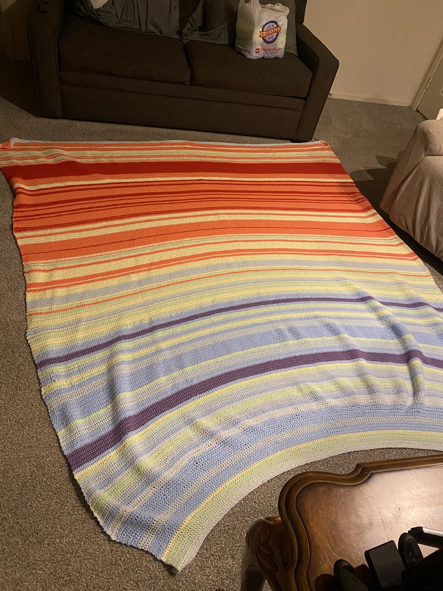 Crocheted 10 rows on my temperature blanket today 🥹  leaving me with roughly only 40 rows left. I’ll share a picture of it tomorrow as I finish November and my hope is by Wednesday to finish it, just in time for my birthday later this week! Here’s the progress so far🥹🫶🏻