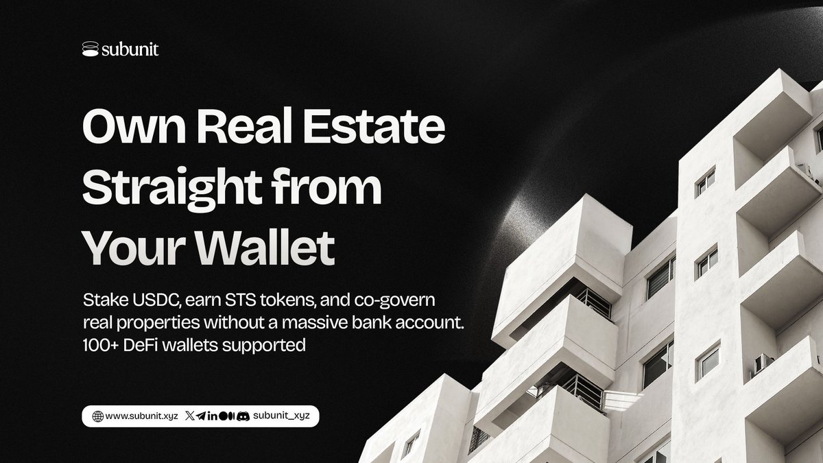 subunit_xyz's tweet image. From USDC to Real Estate, 

Step-by-Step Guide:

1️⃣ Stake USDC → Get STS
2️⃣ Vote on deals
3️⃣ If deal passes: STS converts into UNIT
4️⃣ You become a fractional property owner
5️⃣ Earn yield + voting rights

It’s that easy. Subunit turns USDC into real wealth.

Tap into the journey…