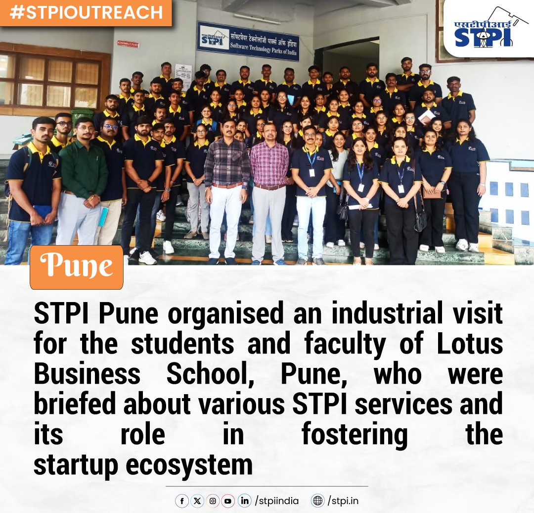 stpiindia's tweet image. 📚 The students and faculty of Lotus Business School, Pune, visited STPI Pune and explored various STPI services and its role in fostering the startup ecosystem 💡💻
#STPIIndia #STPIPune #Engineering #Management #Students #TechEcosystem #StartupIndia #DigitalIndia #Innovation…