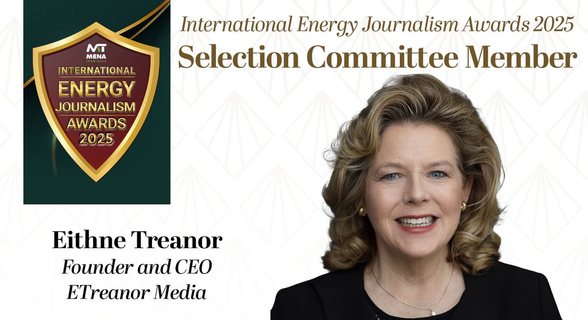 gulf_intel's tweet photo. MENA Terminals Fujairah International Energy Journalism Awards 2025 Selection Committee Member -@eithnetreanor @ETreanor_Media
Register to attend #EMFWEEK25 on this link π https://t.co/HKxK5GtllO
#IEJA2025 #EnergyJournalism #Energy #EMF2025 #EMFWEEK25 #EnergyMarkets https://t.co/Vku5DreGae