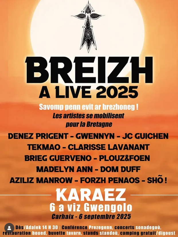 GiachelloB's tweet photo. Rdv le 6 septembre à Carhaix pour une soirée de lutte pour défendre la langue et la culture bretonne ! 💥Emgav e Karaez d'ar 6 a viz Gwengolo evit un nozvezh stourm a-benn difenn ar brezhoneg ha sevenadur Breizh !   #bretagne #solidarite #culture #brezhoneg #emojibzh #breizhalive https://t.co/wYmI1JgWrf