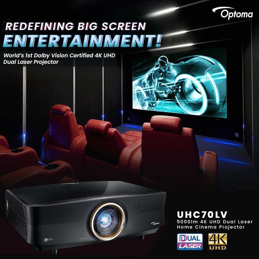 Bring the cinema home like never before!
Experience the world’s 1st Dolby Vision certified 4K UHD Dual Laser projector – the Optoma UHC70LV.
Unmatched brightness, breathtaking detail, and truly immersive entertainment. 

#Optoma #OptomaIndia #BigScreenExperience #DolbyVision