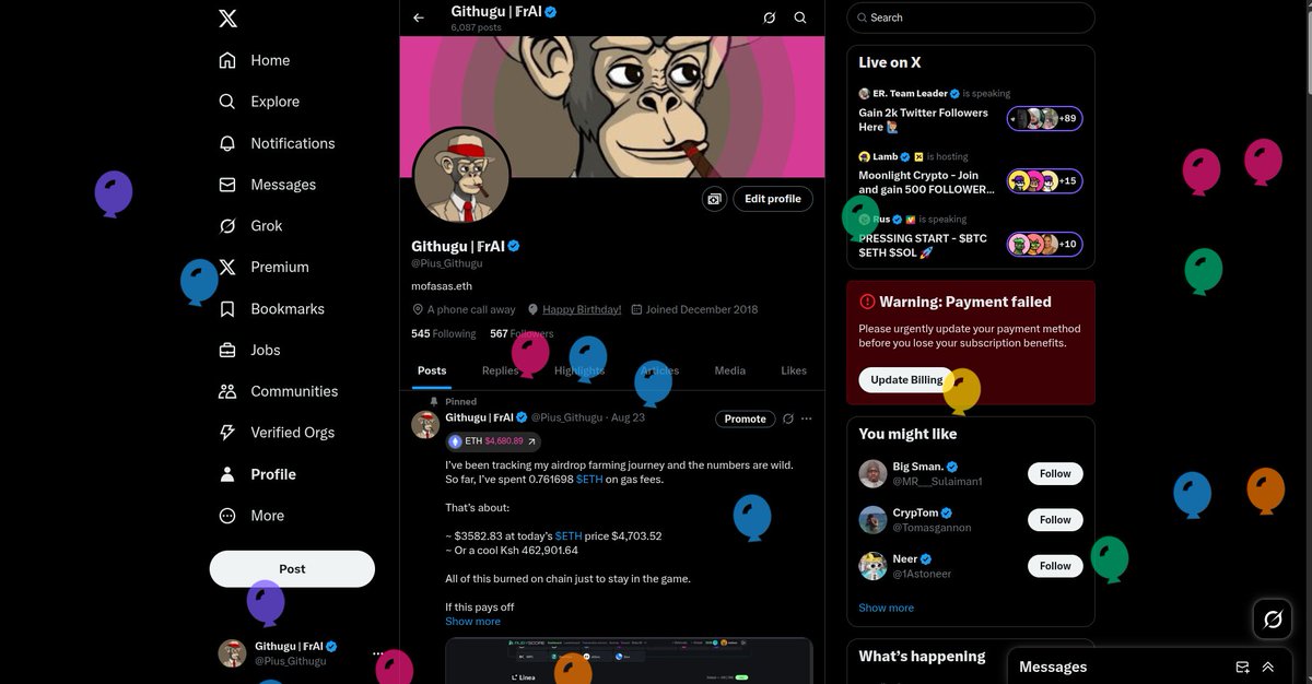 Pius Githugu (@pius_githugu) on Twitter photo Me: What day is it?
Calendar: Monday.
Me: Nah… it’s my birthday!!!
Got my balloons from X today, happy birthday to me.
🥳 But you know the drill… still showing up for
<a href="/gaib_ai/">GAIB 🟠 | RWAiFi</a>
as always because the grind doesn’t take a day off.
Wishing myself a truly gaibitious year Me: What day is it?
Calendar: Monday.
Me: Nah… it’s my birthday!!!
Got my balloons from X today, happy birthday to me.
🥳 But you know the drill… still showing up for
<a href="/gaib_ai/">GAIB 🟠 | RWAiFi</a>
as always because the grind doesn’t take a day off.
Wishing myself a truly gaibitious year