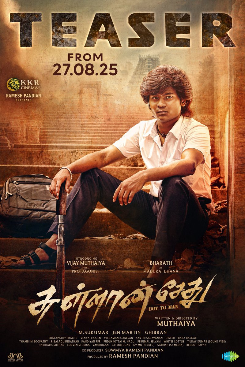 dir_thalapathi's tweet image. Adi Dhoool Kelappa Readyaa Maamey 🔥

The teaser of #SullanSethu is releasing on 27th August !

Directed by @dir_muthaiya

Produced By @KKRCinemas

#VijayMuthaiya @bharathhere @Brigidasagaoffl @thondankani @MynaNandhini @DirectorBose @JenMartinmusic @GhibranVaibodha @Venk_editor