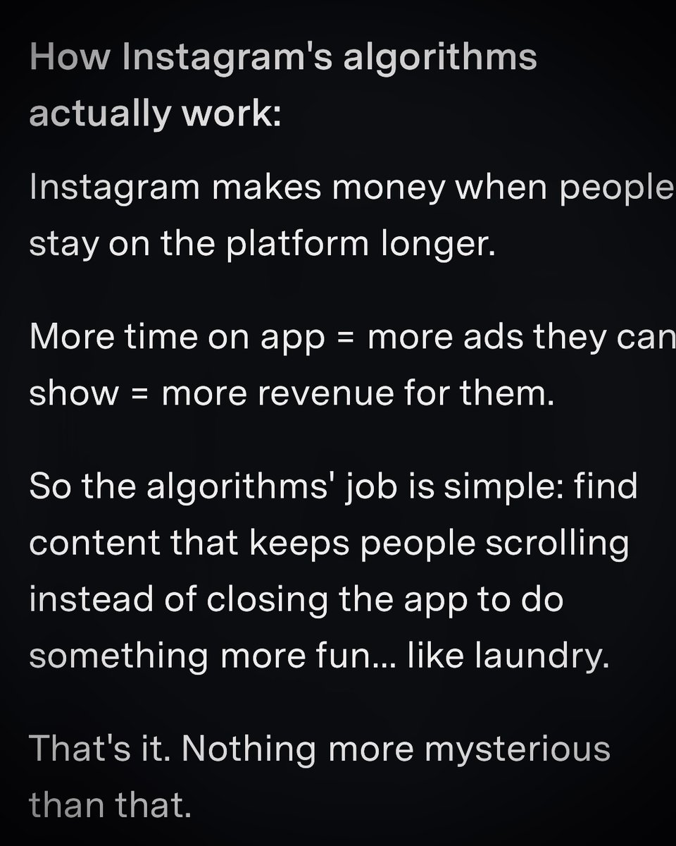 “My algorithm hates me” ❌

You don’t have your own algorithm - and it doesn’t hate you.

It’s just not getting the signals it needs.

Instagram rewards content that keeps people on the app.

Here’s how to do that 👇
🔗 thesocialmediahotelier.com/article/1707655