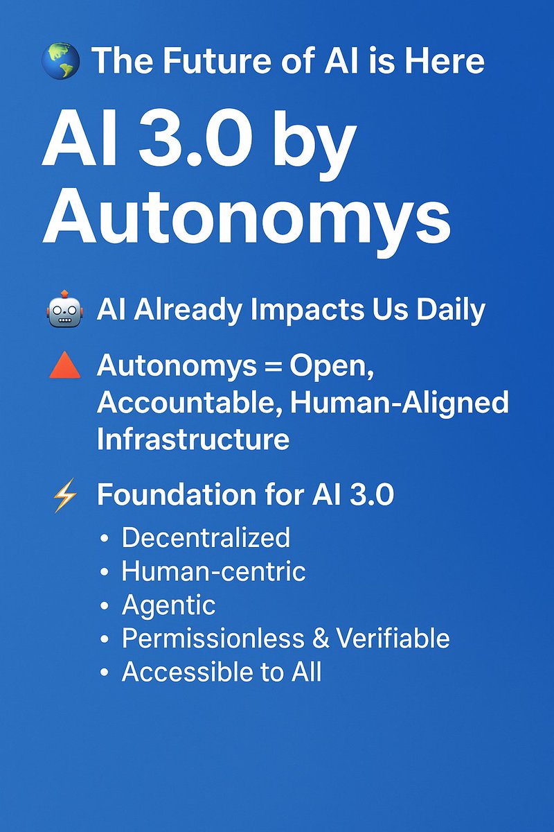 BoffinBoffin 🔌 ⚡ | Web3 Enthusiast |Decentralizer (@bollynysc94732) on Twitter photo The future of AI is already here.
But what if AI was decentralized, human-centric & accessible to all?
That’s exactly what <a href="/AutonomysNet/">Autonomys | AI3.0</a> is building with #AI3. 🧵👇 The future of AI is already here.
But what if AI was decentralized, human-centric & accessible to all?
That’s exactly what <a href="/AutonomysNet/">Autonomys | AI3.0</a> is building with #AI3. 🧵👇