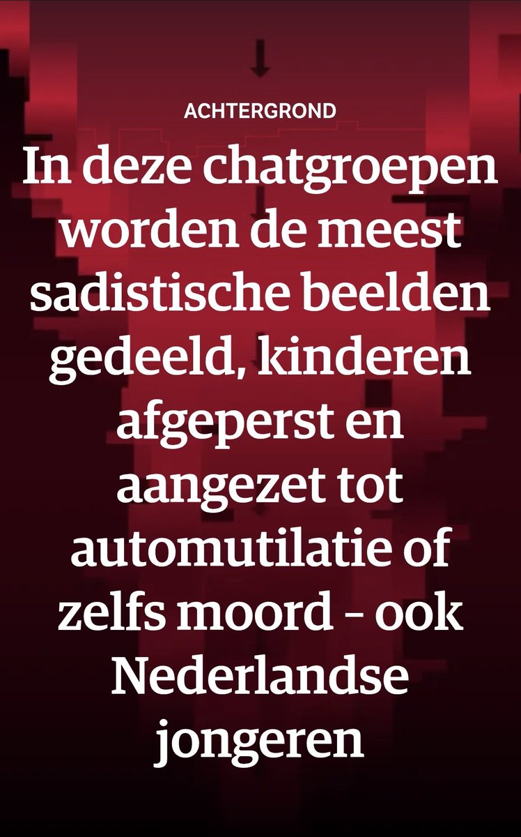 Lees en huiver.
#MustRead #LongRead

<a href="/nrc/">NRC</a> i.s.m. onafhankelijke Open Source Intelligence (OSINT)-expert: <a href="/j6dreamteam/">Capitol Terrorists Exposers</a>

#TW: Dit artikel bevat expliciete beschrijvingen van kindermisbruik, seksueel geweld, automutilatie, (dieren)mishandeling en zelfdoding.
nrc.nl/nieuws/2025/08…