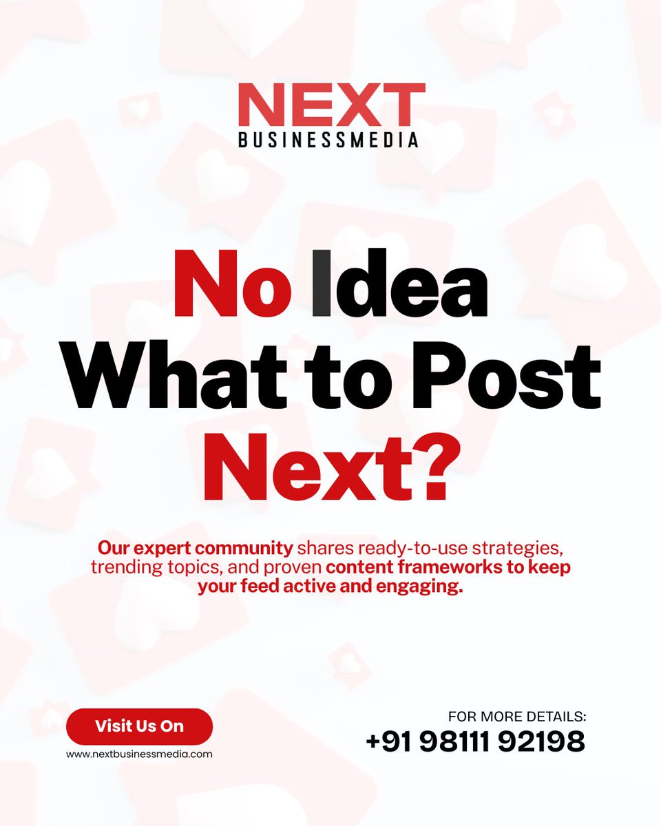 Struggling with content ideas? 

Our expert community helps you stay inspired, on-trend, and consistent. Join us today!  

For more details,
contact us at +91 98111 92198

Visit our website at nextbusinessmedia.com.

#nextbusinessmedia #ContentCreation #ExpertCommunity