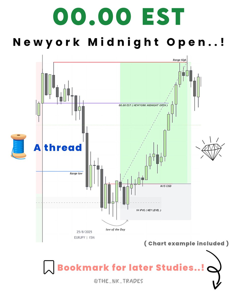 ICT Newyork Midnight Open 

The Hidden " GEM 💎 " to Timing The Market ⏳

A thread 🧵 

Like 🔸 comment 🔸 Repost