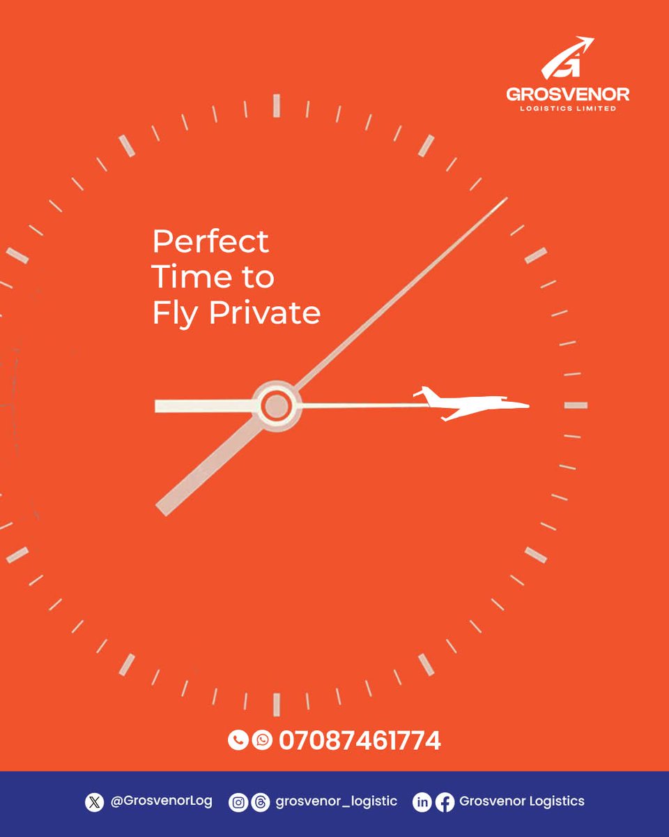 Abbas Auwal Baima001 (@abbasauwalbaima) on Twitter photo Running late for a meeting? Have an important event? Got to be in two or more cities on the same day? Then it's the perfect time to fly private. Contact us today.
<a href="/GrosvenorLog/">Grosvenor Logistics</a>
#PrivateJetCharter Running late for a meeting? Have an important event? Got to be in two or more cities on the same day? Then it's the perfect time to fly private. Contact us today.
<a href="/GrosvenorLog/">Grosvenor Logistics</a>
#PrivateJetCharter