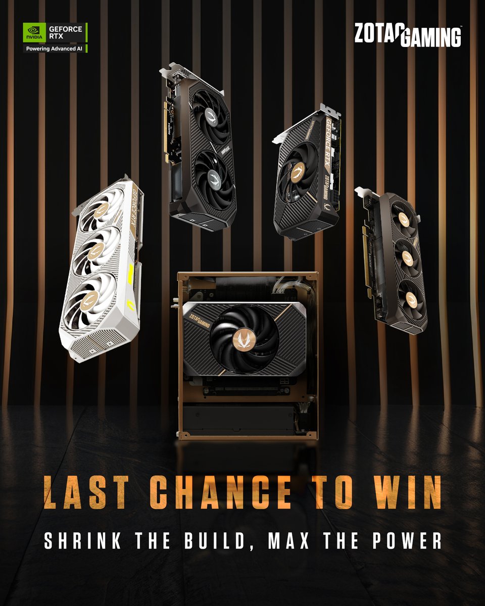 🚨 Dernière chance pour tenter de gagner une carte SFF  ! 🚨 
⚡ 1x 5070 AMP White Edition
⚡ 1x 5060 Ti 16 Go Twin Edge OC
⚡ 1x 5060 Low Profile
⚡ 1x 5050 Solo
Comment participer ? 
✅ Tagge 3 amis 
✅ Utilise #ZOTACRTX50SFF 
⏳ Fin le 26/08/25
👉  bit.ly/4ffn60F