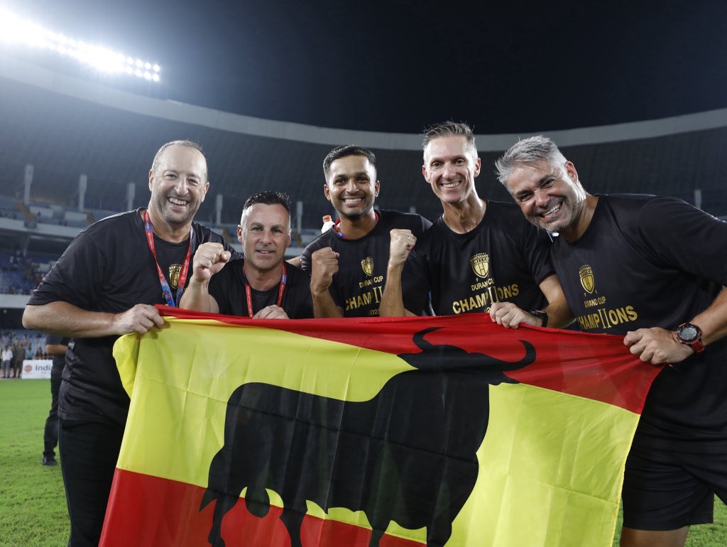 The masterminds behind the magic. 🧠⚽🔥
From the first day of training to the final whistle in Kolkata, our coaching staff worked tirelessly, orchestrating this historic triumph. 🏆🏆

#StrongerAsOne #8States1United #134thEditionofIndianOilDurandCup