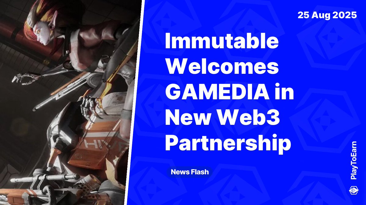 Immutable Welcomes GAMEDIA in New Web3 Partnership 🤝

🎮 <a href="/Immutable/">Immutable</a> has announced a major collab with <a href="/GAMEDIA_GAMES/">GAMEDIA</a> - the teaser video released with the announcement showcased clear footage from Spider Tanks, hinting at a possible revival

Read more 🧵