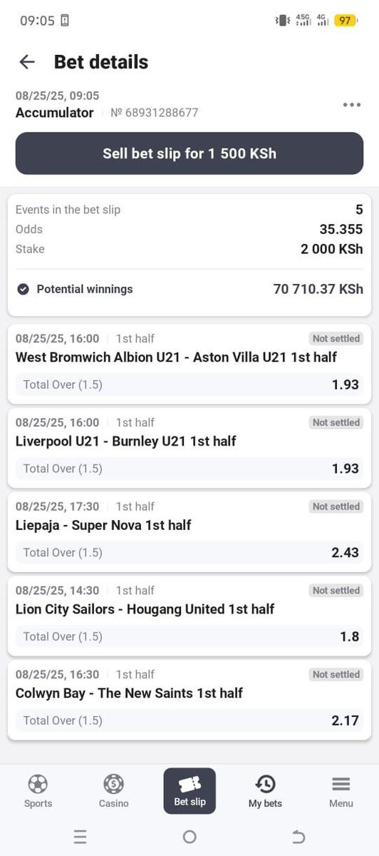 #Afropari

Over 1.5 goals first half 💥 
35+ odds

Afropari code👉D75AV

Create Afropari account to play this slip &amp; get 300% bonus on your deposits
Create here👉 tinyurl.com/by9r7vjw

Promo code👉owish