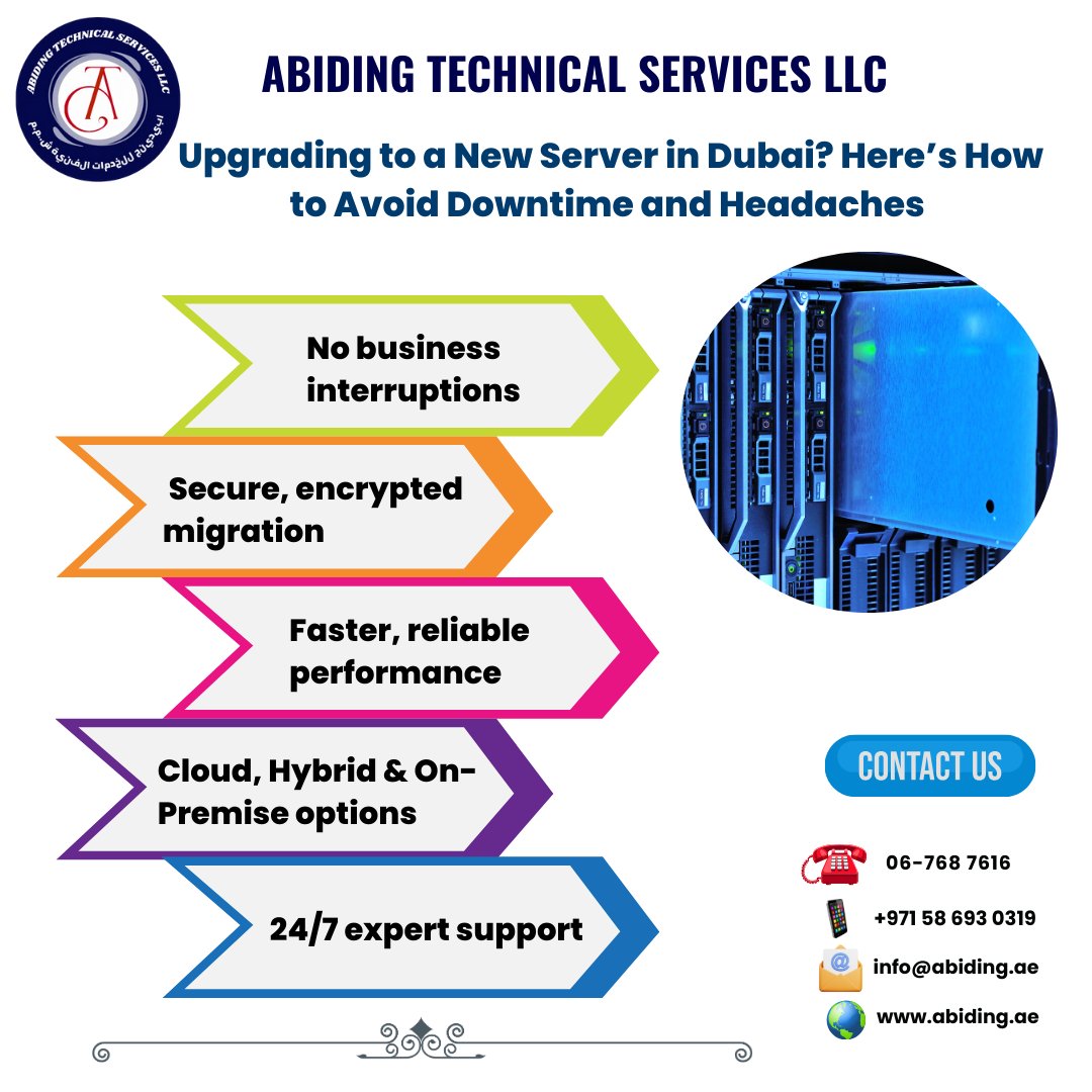 abidingtechllc's tweet image. 🚀 Upgrading your server in Dubai? Don’t let downtime slow your business! At Abiding Technical Services LLC, we deliver smooth &amp;amp; secure upgrades with zero disruption. 
💻 Read more 👉 abiding.ae/blog/server-up… 
📞 +971 58 693 0319 |📩 info@abiding.ae
 #DubaiIT #ServerUpgrade