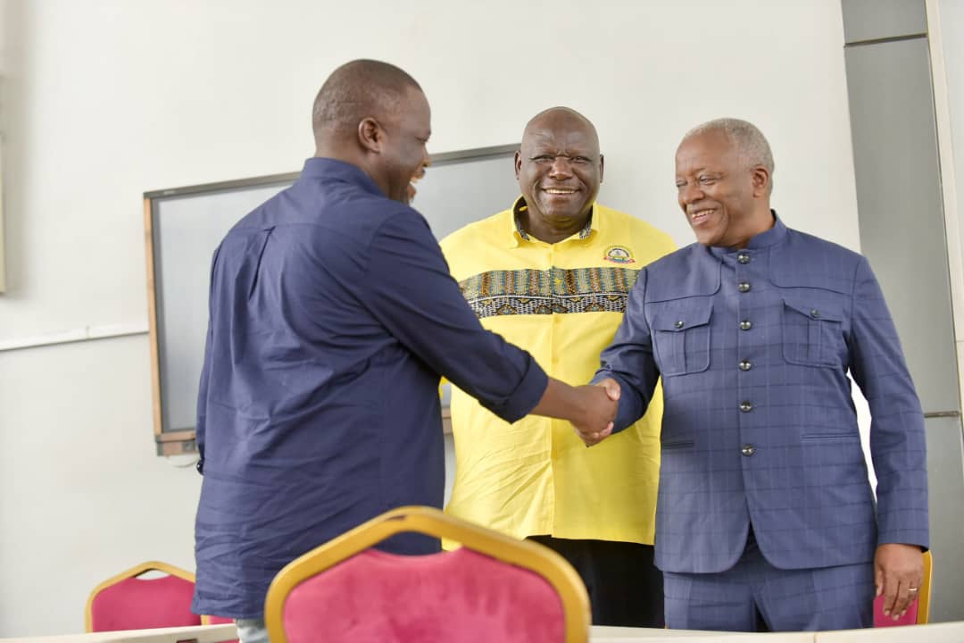 The Rt Hon Amama Mbabazi <a href="/NRMOnline/">NRM Party</a> Secretary General emeritus met with the Rt Hon Richard Todwong, the <a href="/NRMOnline/">NRM Party</a> Secretary General, at the ICTU hub accreditation center for the NRM delegates. I was privilaged to be in attendence. They were discussing NRM matters.