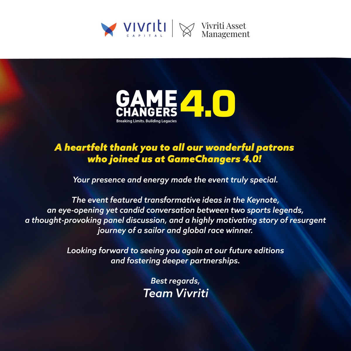While the annual event may have concluded, we will continue to carry the inspirations and connections we built. Thank you for joining us and being an integral part of GameChangers 4.0!

We hope to see you at the next edition.

#onwardsandupwards #gratitude #gamechangers4