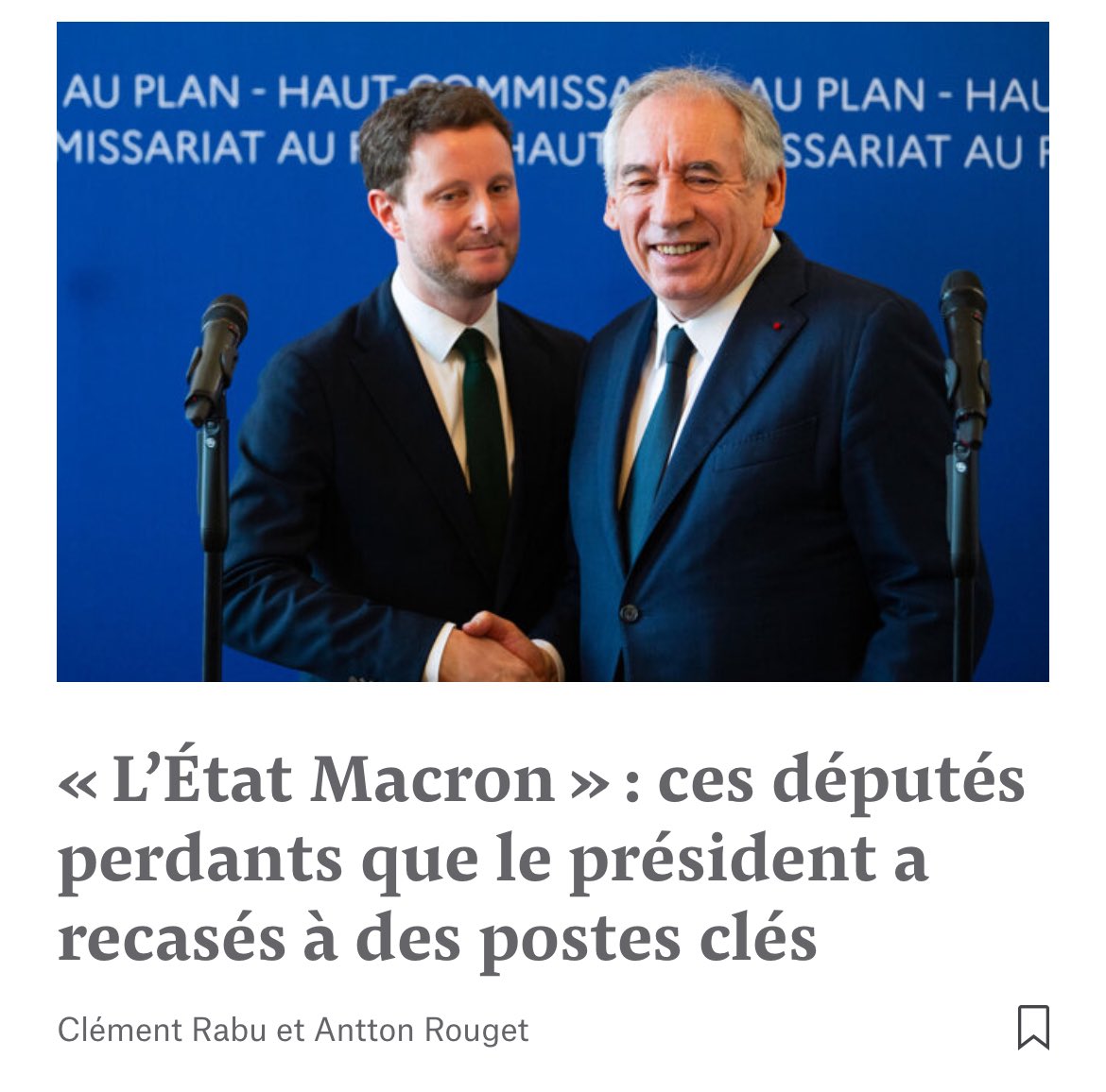 Plus de 20 anciens députés ont été recasés à la tête d’agences publiques ou de missions interministérielles à la suite de leur défaite, d’après un décompte de <a href="/Mediapart/">Mediapart</a>. Entre volonté de remercier des fidèles et de verrouiller l’appareil d’État.👇

mediapart.fr/journal/france…