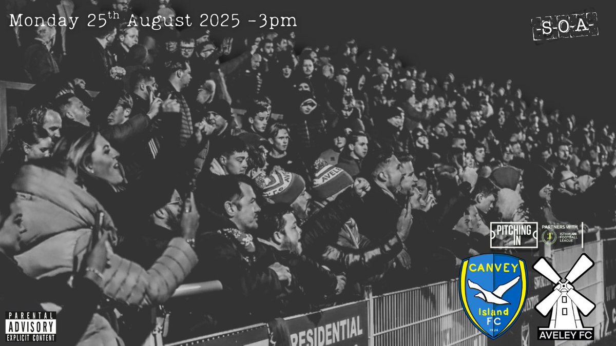 Sons of Aveley (@sons_of_aveley) on Twitter photo 𝚖𝚊𝚝𝚌𝚑𝙳𝙰𝚈…
The sun is shining.
It’s Bank Holiday Monday.
So it’s
<a href="/CIFC/">Canvey Island FC</a> vs <a href="/AveleyFC/">Aveley Football Club</a>
Today at 3pm!!
Hope to see as many Millers as possible take the short trip down the A13 and help #MunyardsMillers bounce back!
#UpTheMillers 𝚖𝚊𝚝𝚌𝚑𝙳𝙰𝚈…
The sun is shining.
It’s Bank Holiday Monday.
So it’s
<a href="/CIFC/">Canvey Island FC</a> vs <a href="/AveleyFC/">Aveley Football Club</a>
Today at 3pm!!
Hope to see as many Millers as possible take the short trip down the A13 and help #MunyardsMillers bounce back!
#UpTheMillers
