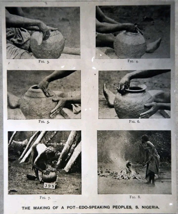 AKHE (Clay pot) is one of the oldest traditional practice in Benin Kingdom, Nigeria.

These potter guilds (Emakhe) played a significant role in Benin craft production in creating various ceramic items, including the pots sold in Benin markets in the olden days.

📸 Ancient Benin