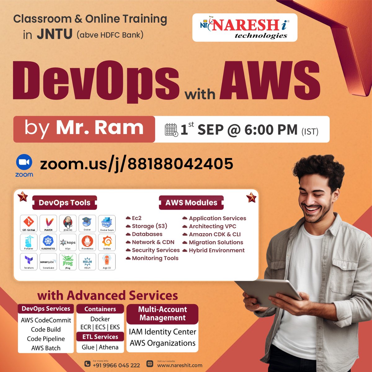 nareshitkphb's tweet image. 🚀Level Up Your Career with DevOps + AWS! ⚡
👉Register: tr.ee/MBSXzP
Master Git, Jenkins, Docker, Kubernetes, Terraform & AWS with Mr. Ram.
📅1st Sept 2025 | ⏰6:00 PM IST
📍 Classroom + Online | 🔗 zoom.us/j/88188042405
#NareshIT #DevOpsWithAWS #CloudComputing