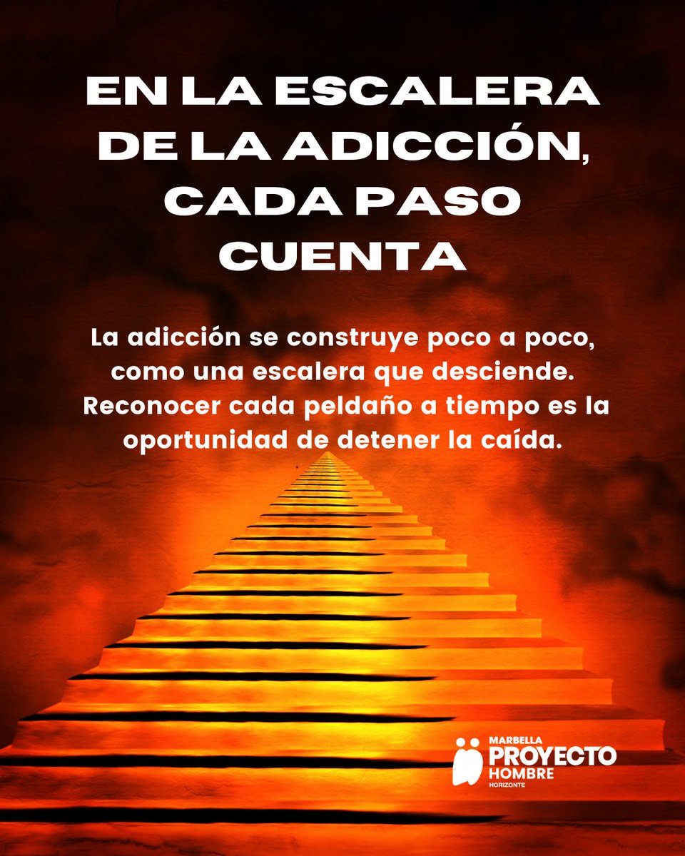 La adicción no aparece de golpe: se construye paso a paso.
🔹 Uso ocasional
🔹 Uso regular
🔹 Abuso
🔹 Dependencia
🔹 Adicción consolidada
Cuanto antes se detecte, más fácil es detenerla.
📞 952 77 53 53 | horizonteproyectohombremarbella.org